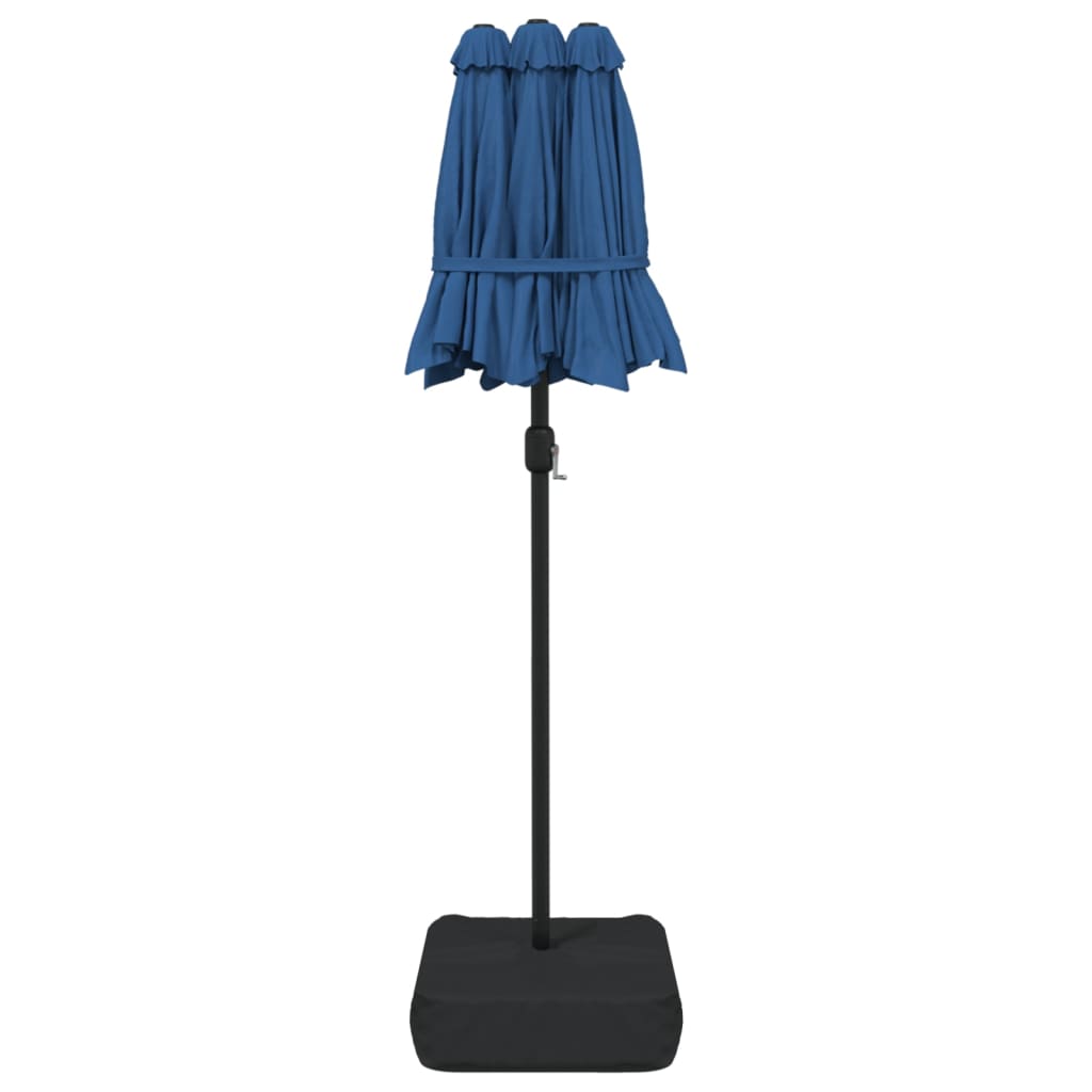 Vidaxl Podwójny Parasol Ogrodowy Z Led, Niebieski, 316X240 Cm