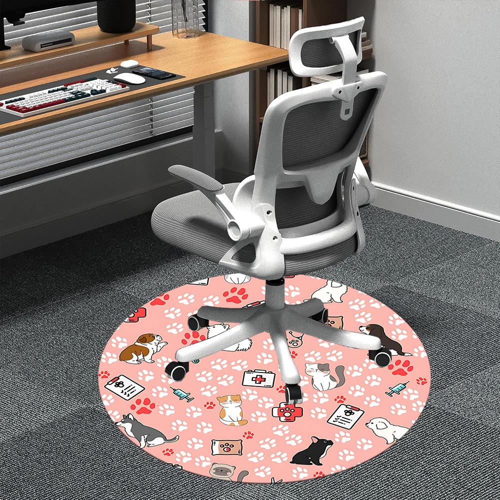 1pc Pet Vet Office Round Area Rug,  Mat Suitable ForOffice, Under Office Chairs Bedroom Living Room Home Decor, Room Deco