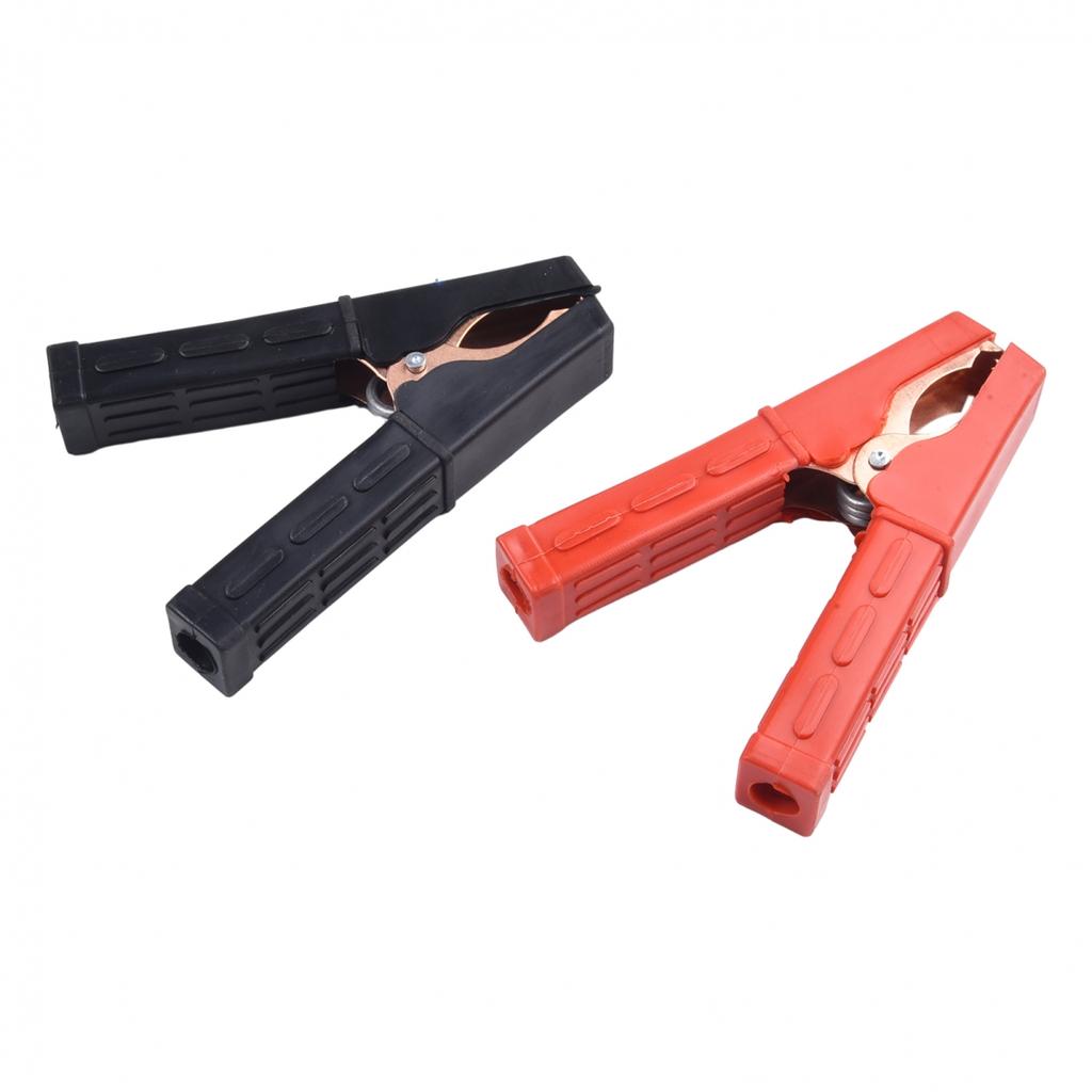 2x Red+Black Crocodile Clip 100A 12V-24V 1200W  Battery Clamp Non-slip Handle