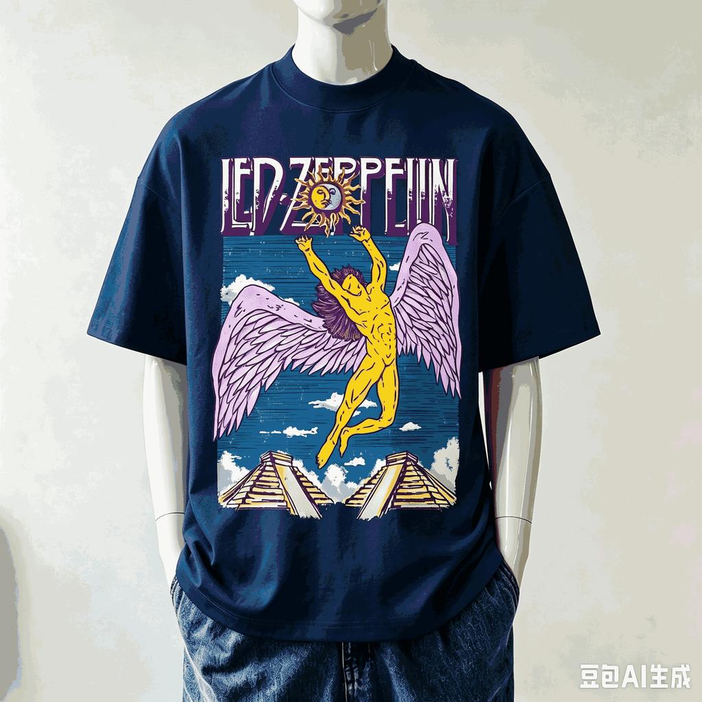 Led Zeppelin Unisex Fashion Street Casual Tee Classic Loose Cutting Comfort Daily Wear Shirts Stylish Unique Oversized Classic