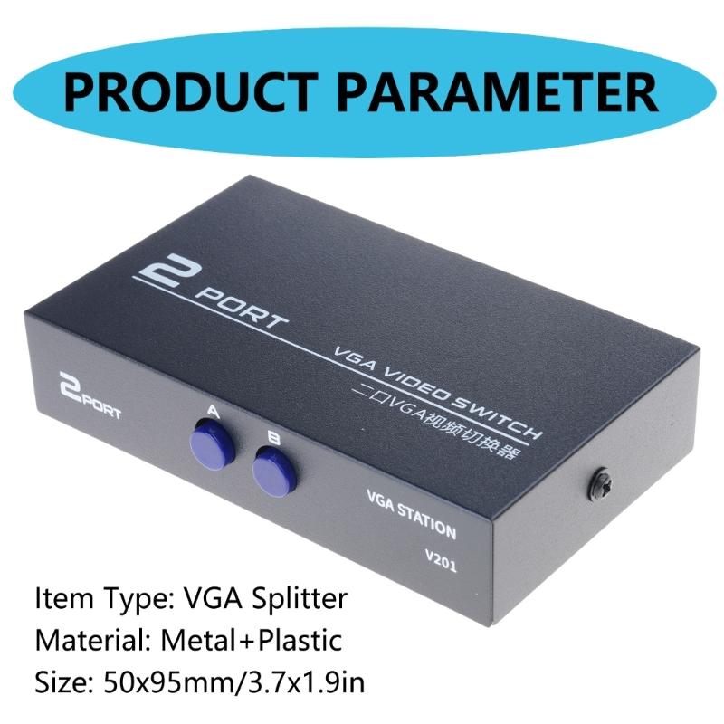 Multi-purpose VGA Video Switch Adapter Converter Box for PC Monitor Accessory 2 Ports Switcher Splitter for Home Device
