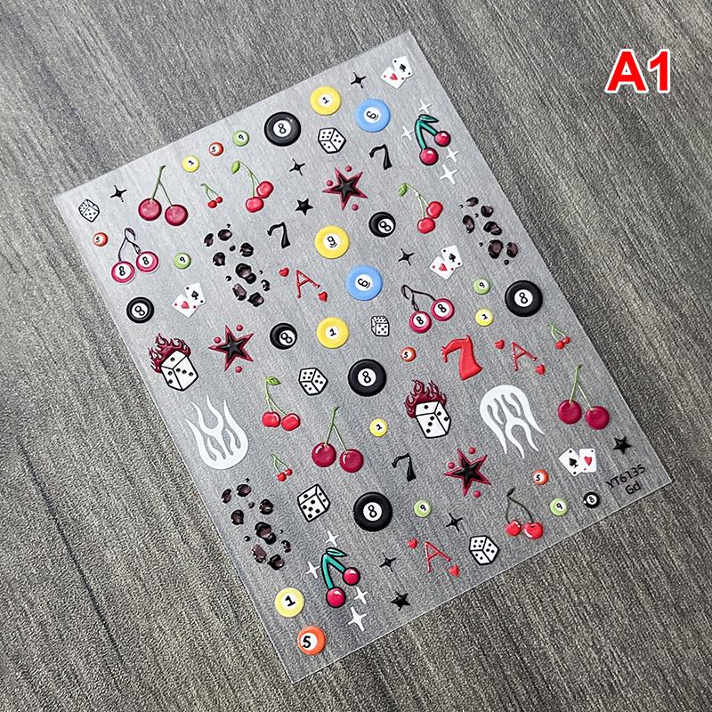 

3D Тисненые Вишневые Наклейки для Нейл-арта Самоклеящиеся Дизайн Пул и Кости Наклейки для Нейл-арта Маникюр DIY Аксессуары A1