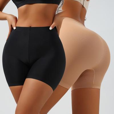Cross-border Mid-waist Flat-angle Seamless Body Sculpting Four-corner Safety Pants, Abdomen Closure, European and American Waist Lift, Postpartum Body