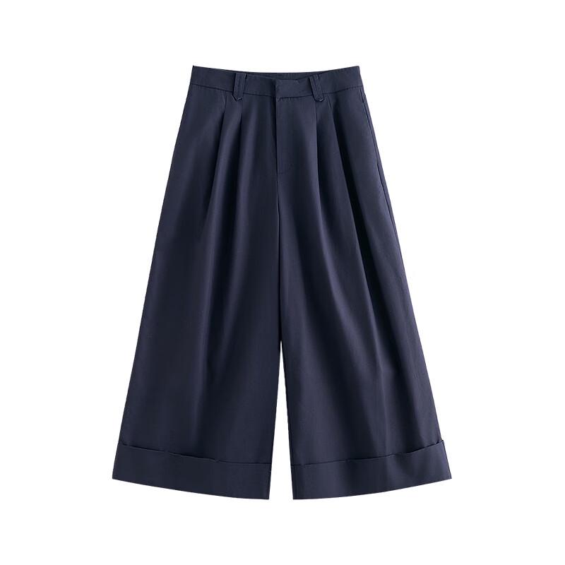 Damen Lyocell Relaxed Wide-Leg Cropped Hose