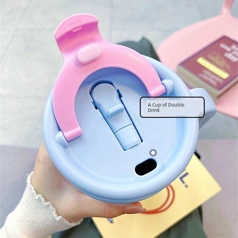 German Canim Kalse [Cartoon Drinking Cup] Good-looking Large Capacity Vacuum Cup Women's Double Drink Straw Cup