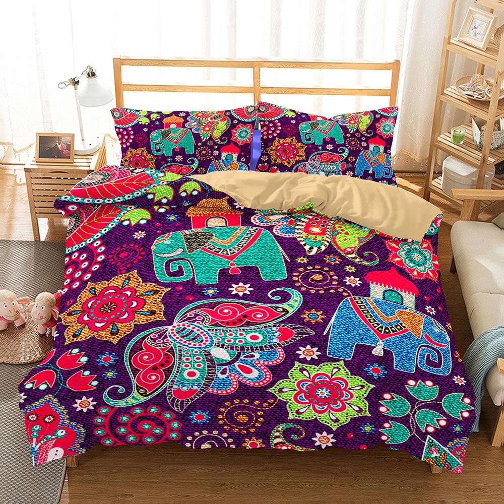 Boho Purple Cover Cover Sets Bedding Print Dream Catcher /Pumo Bohemians Bed Cover Set Full Queen King Size Bed Linens 228x228