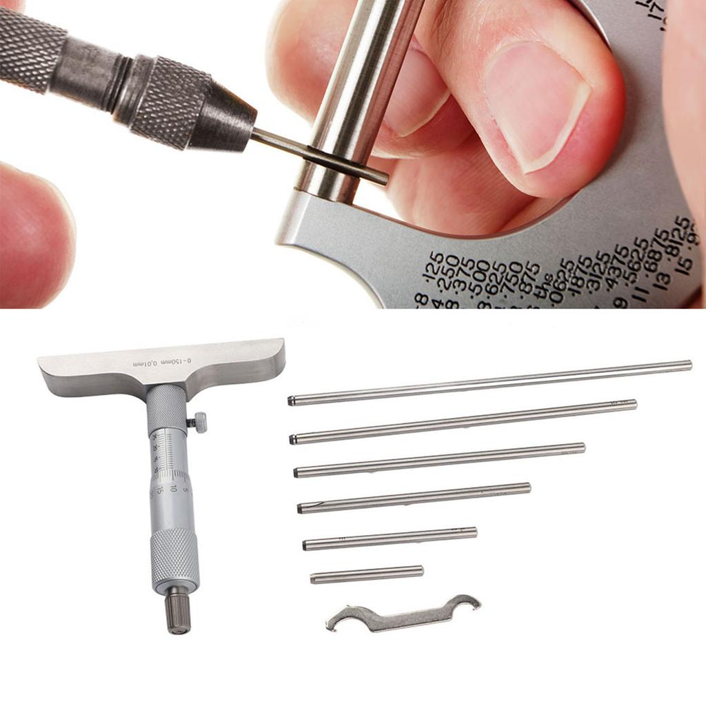 High Accuracy Round Head Depth Micrometer Gauge Gage Measuring Tool(0150mm 6in)