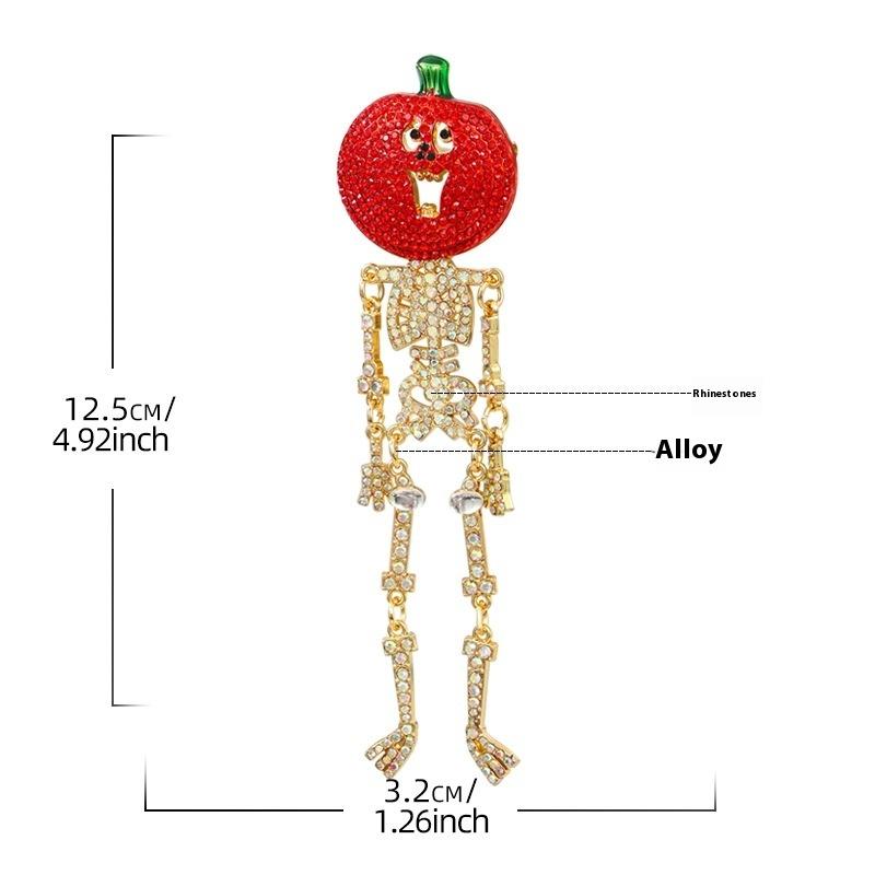 Luxury Big Heavy Flower Skull Brooch Jewelry Retro Ghost Witch Badge Pin For Coat Bag Decor Accessory Halloween Gift