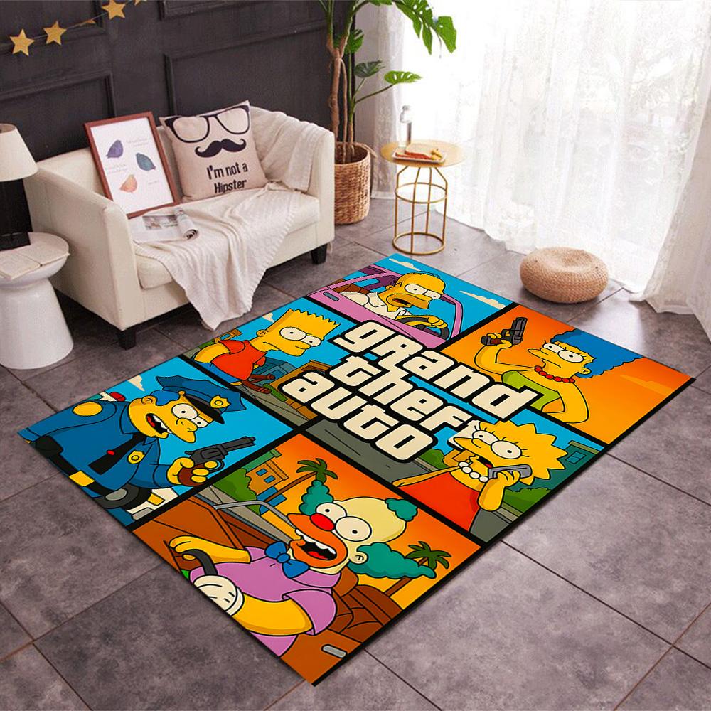 Simpsons Family Adventure Themed Anti-Slip Rugs - Polyester Home Decor, Suitable for Bedrooms, Living Rooms, Doorways, Studios, and Decorations
