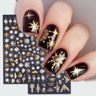 Decorations Xmas UV Gel Christmas 3D Snowflakes Nail Stickers