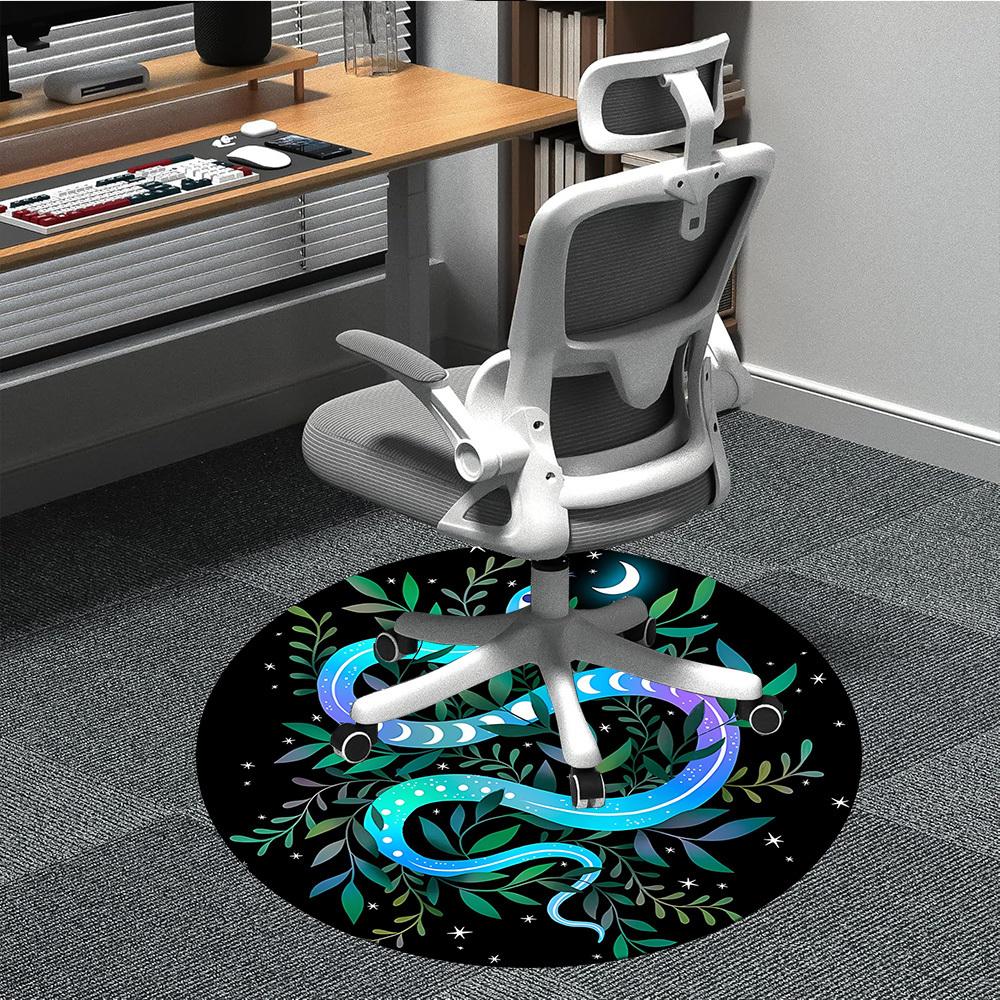 1pc Moon Snake Office Round Area Rug,  Mat Suitable For Office, Under Office Chairs Bedroom Living Room Home Decor, Room Deco