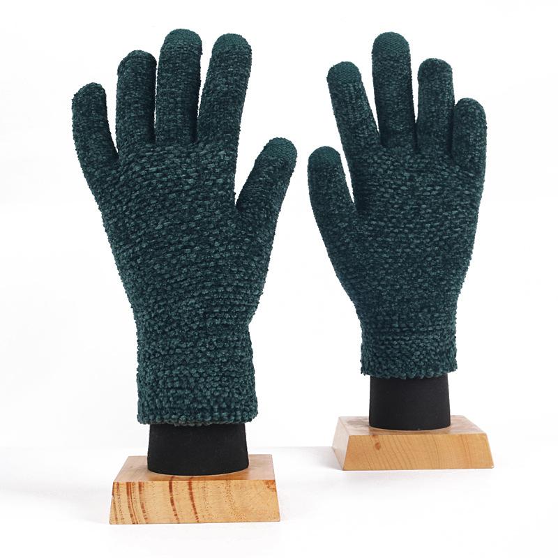Chenier gloves women's winter outdoor cold and warm knitted gloves adult five-finger gloves men