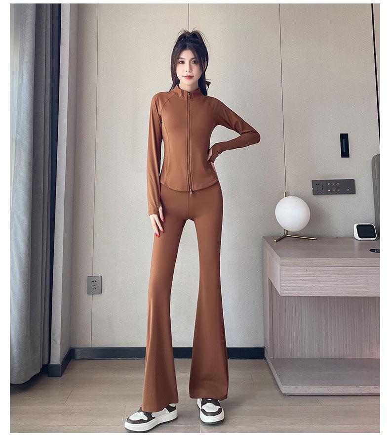 Women's High-End Autumn 2024 Yoga Suit: Three-Piece Slimming Set with Casual Jacket and Long Pants