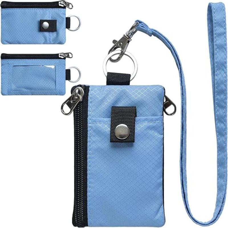 Badge Holder With Id Window Small Wallet Waterproof Anti-Theft Travel Keychain Wallet Men Women Slim Zip Card Lanyard Wallet