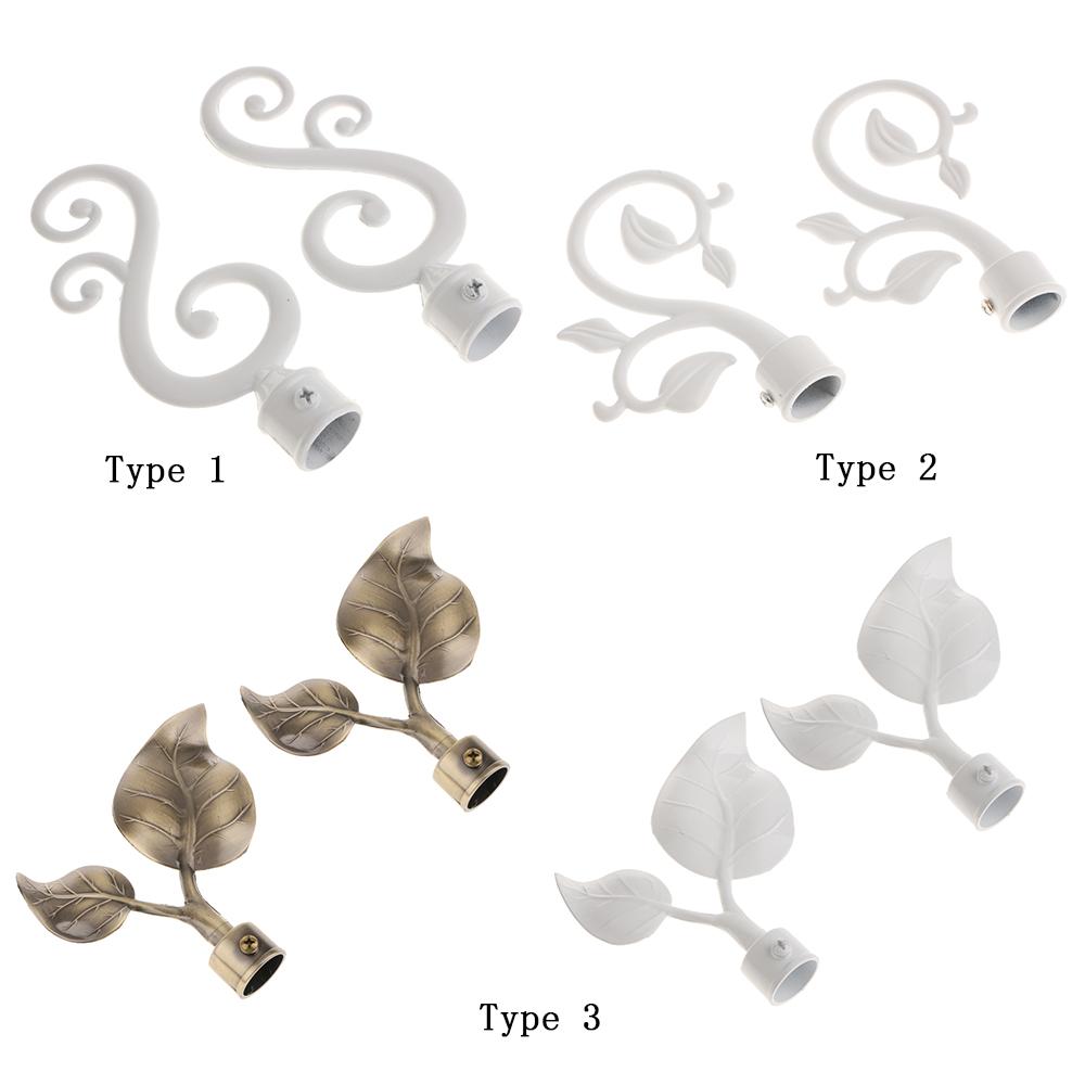 2pcs Curtain Pole Recess Bracket Curtain Rod Finials Window Treatment Hardware