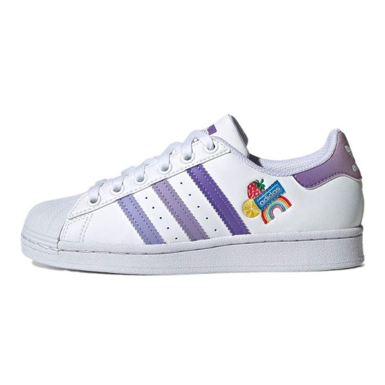 Adidas Originals Superstar J Fashion Casual Low-Top Kids Skate Shoes Kids Sneakers White Purple GY3313