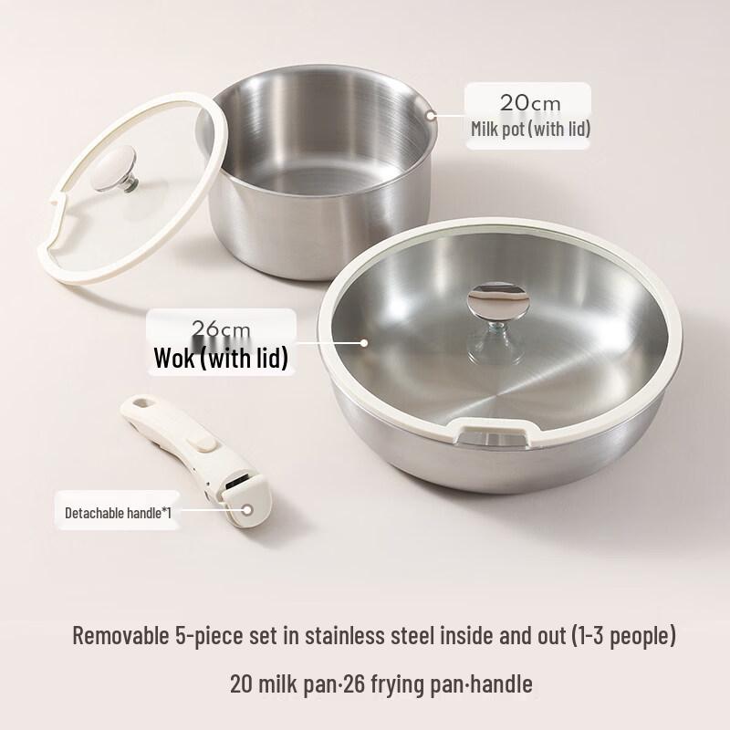 Yingtang Detachable Handle Stainless Steel Cookware Set