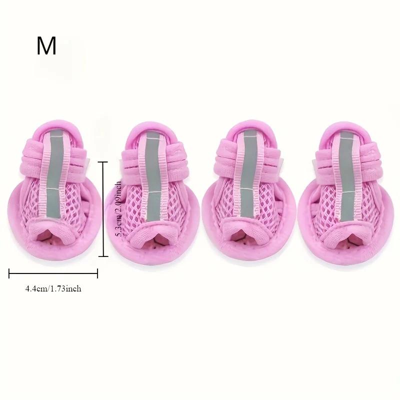 4pcs Breathable and Non Slip Dog Sandals - Small Breed Pet Shoes with Durable Cowhide Soles and Adjustable Hook and Loop Straps