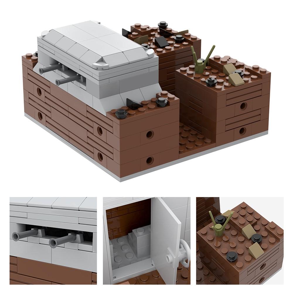 MOOXI Military Series MOC Bricks WW2 Trench FortressBattlefield Scene Set Compatible Wars Action Figure Blocks Toys Gift MOC5064
