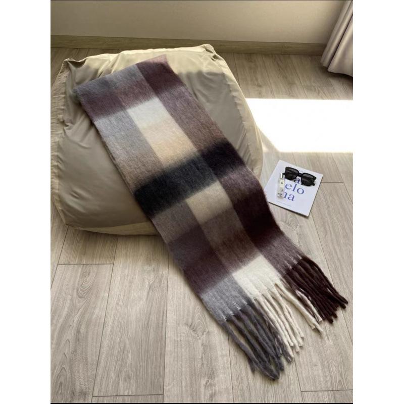 Autumn and Winter New European and American Ac Plaid Scarf Women's Fashion Contrasting Color Warm Couple Student Scarf Thickened Shawl
