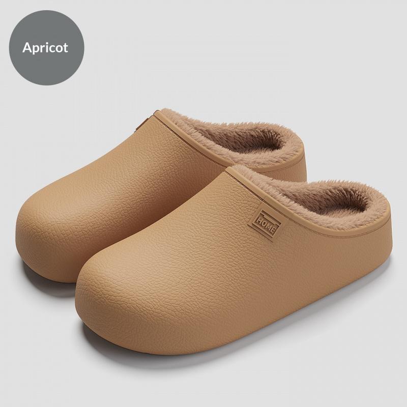 

EVA Waterproof Cotton Slippers for Women Winter Fleece-Lined Warm Non-Slip Men s Plush Men s Winter Bedroom Cotton Slippers for Men Winter 44-45 абрикосовый