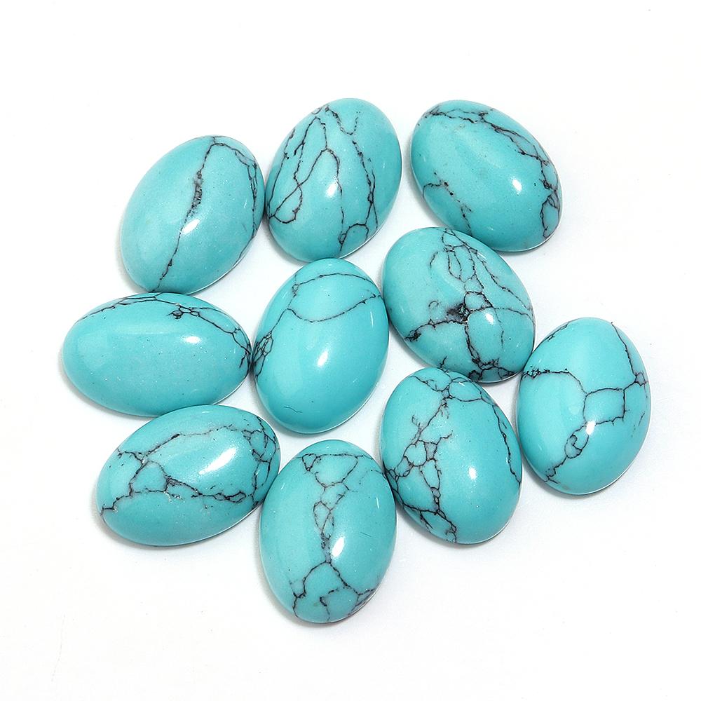 2-10 pezzi Cabochon di Turchese Blu Naturale Cabochon Ovale con Fondo Piatto Perline Sfuse Per la Realizzazione di Gioielli Anello Fai da Te Accessori per Collana