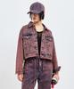 C Wear By The Genius Wine Denim Crop Trucker Jacket