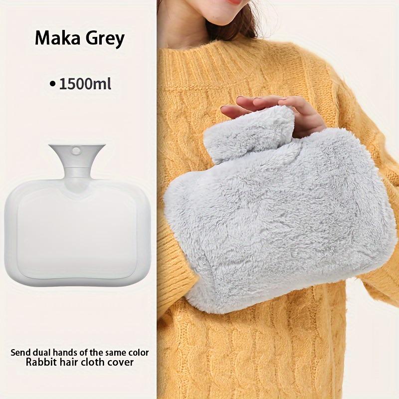 

1500ml Reusable Rubber Hot Water Bottle with Detachable Cap,Pouring Water PVC Hand Warmers Warm Water Bags for neck светло-серый