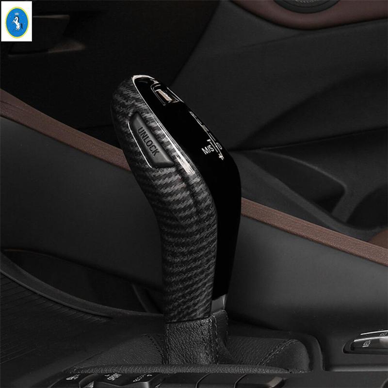 Auto Gear Head Shift Knob Handle Decor Panel Cover Trim Fit For BMW X1 F48 / X2 F39   Carbon Fiber Interior Accessories