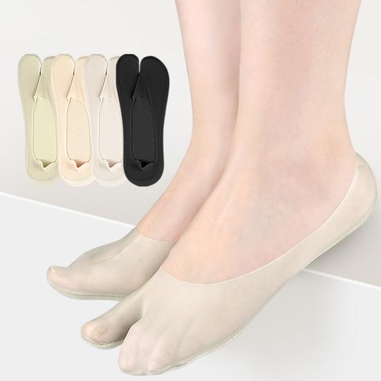 Breathable Toe Socks 2-Toe Invisible Liner Socks with Anti-Slip Silicone Ultra-Thin Moisture-Wicking Socks for Loafers Sneakers