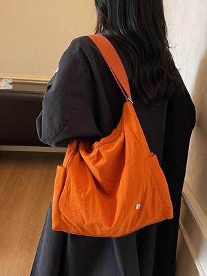 Versatile Large-Capacity Bucket Bag - Casual Shoulder & Backpack, Solid Color