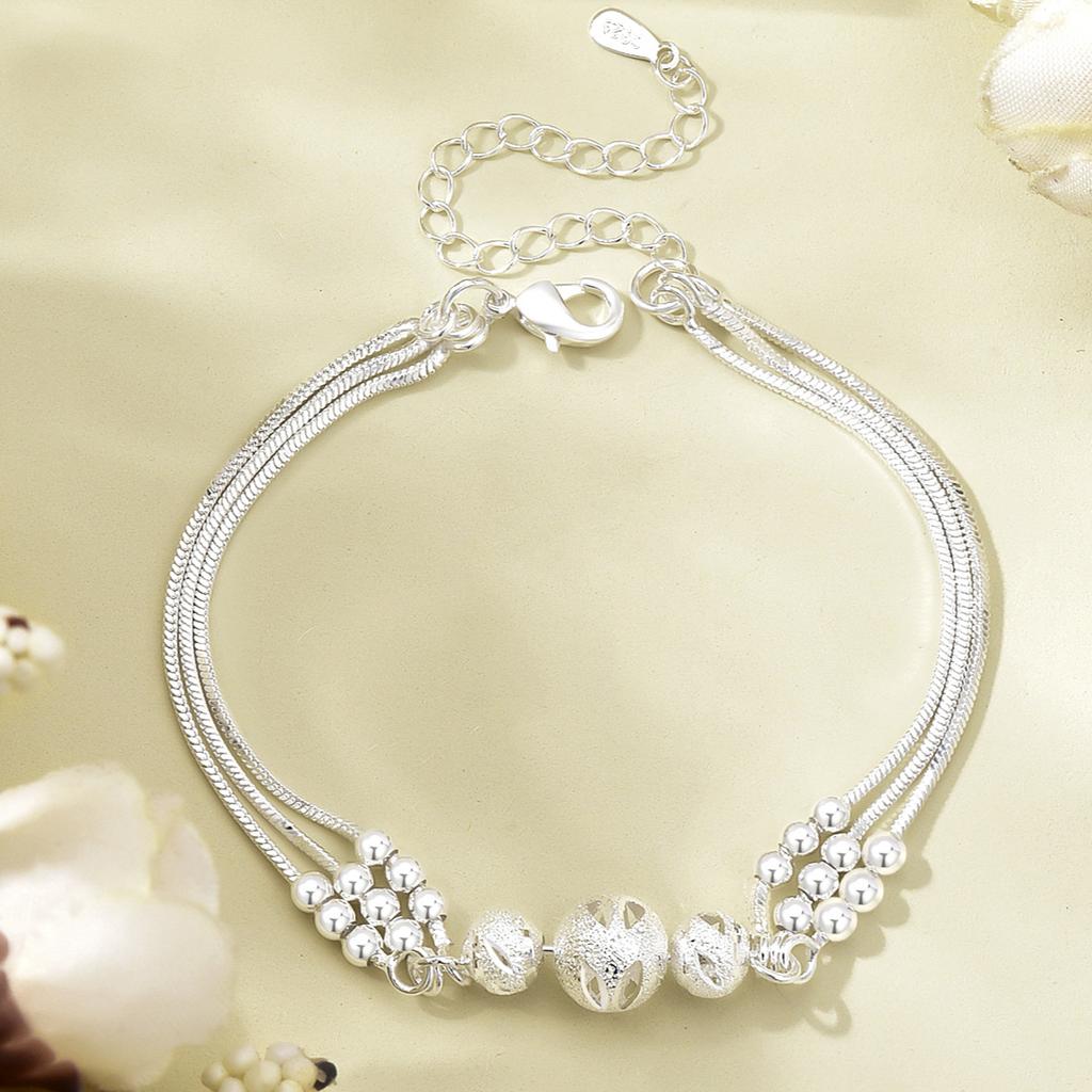 925  Silver Stars Bead Bracelets Women Korean Versatile Adjustable Charm Bracelets Girls Sweet Beautiful Jewelry Gifts