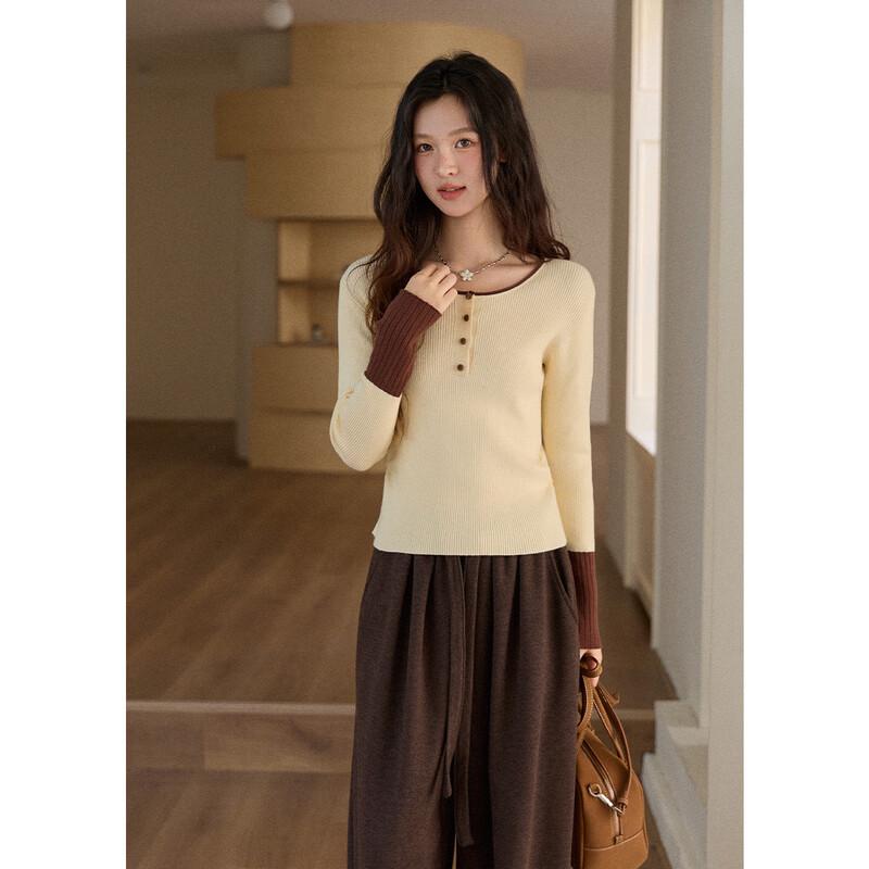 Women s Contrast Half-Turtleneck Knit Sweater S