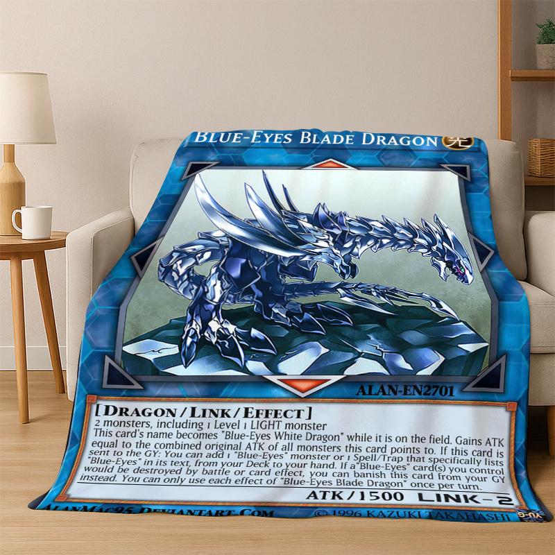 Anime Yu-Gi-Oh Monster Card Cartoon Flannel Blanket Soft Warm Blanket Throw Blanket for Bedroom Living Room Bed Picnic Kid