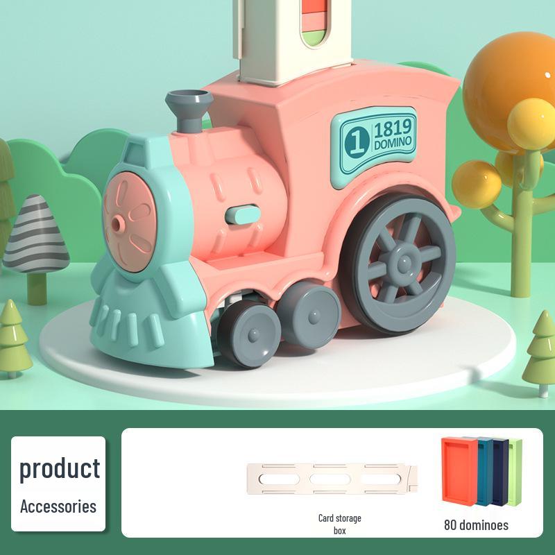 Automatic Little Train Domino Dispenser with Sound & Light - Educational Toy for Kids