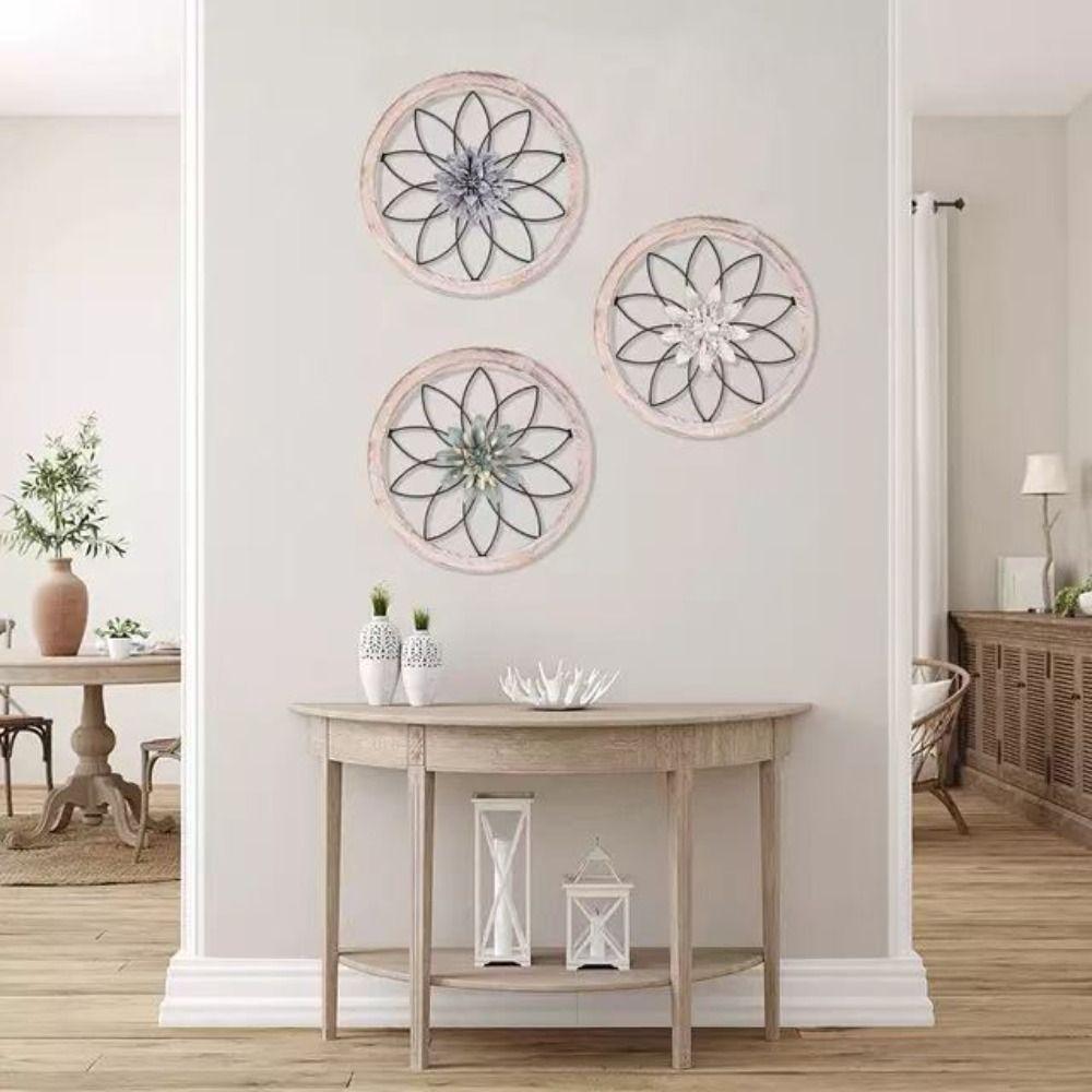 1/3pcs Circular Flower Wall Decoration Retro Wall Background Pendant Rural Wall Hanging  Door