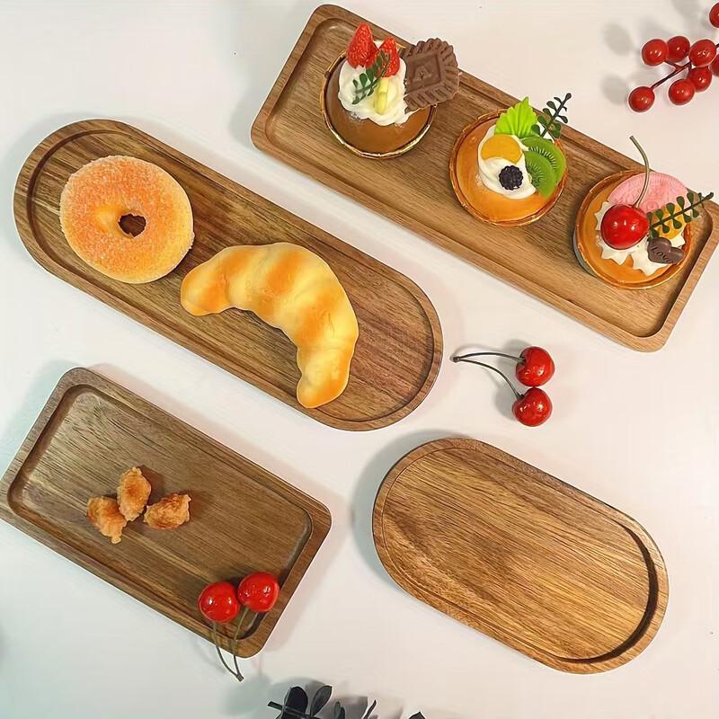 ZISIZ Rectangular Acacia Wood Serving Tray