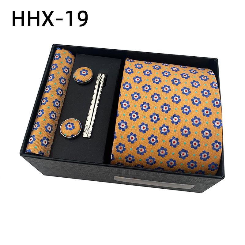 Paisley Men'S Tie Square Cuff Tie Clip Gift Box Set Business Casual Tie Black Gift Box