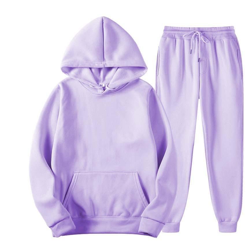Men's Solid Color Suit Hooded Sweater Sports Two-piece Suit Sports Suit Men's Clothing
