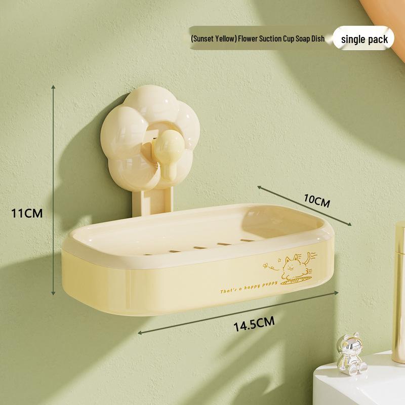 

Flower Suction Cup Soap Dish - Wall-Mounted, Punch-Free Bathroom Draining Rack
