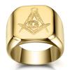 Multicolor Freemason Logo Stainless Steel Ring - 18MM Etched Design