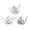 Elegant Floral Embossed Ceramic Teapot With Gold Trim Ergonomic Handle Porcelain Tea Pot Perfect For Family Gatherings P9YB