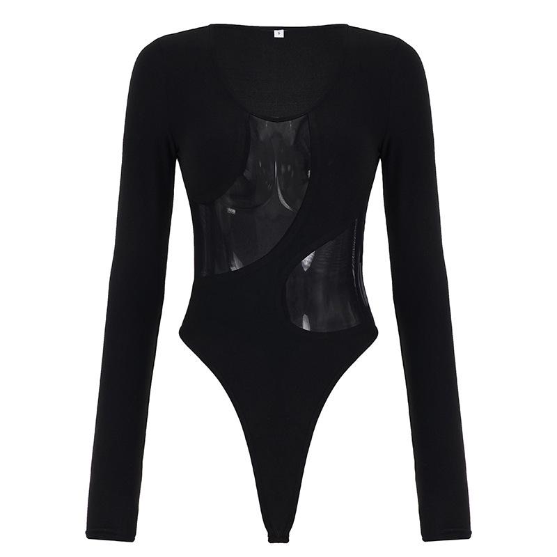 Европейский и американский женский весенне-летний облегающий однотонный комбинезон Базовый топ S