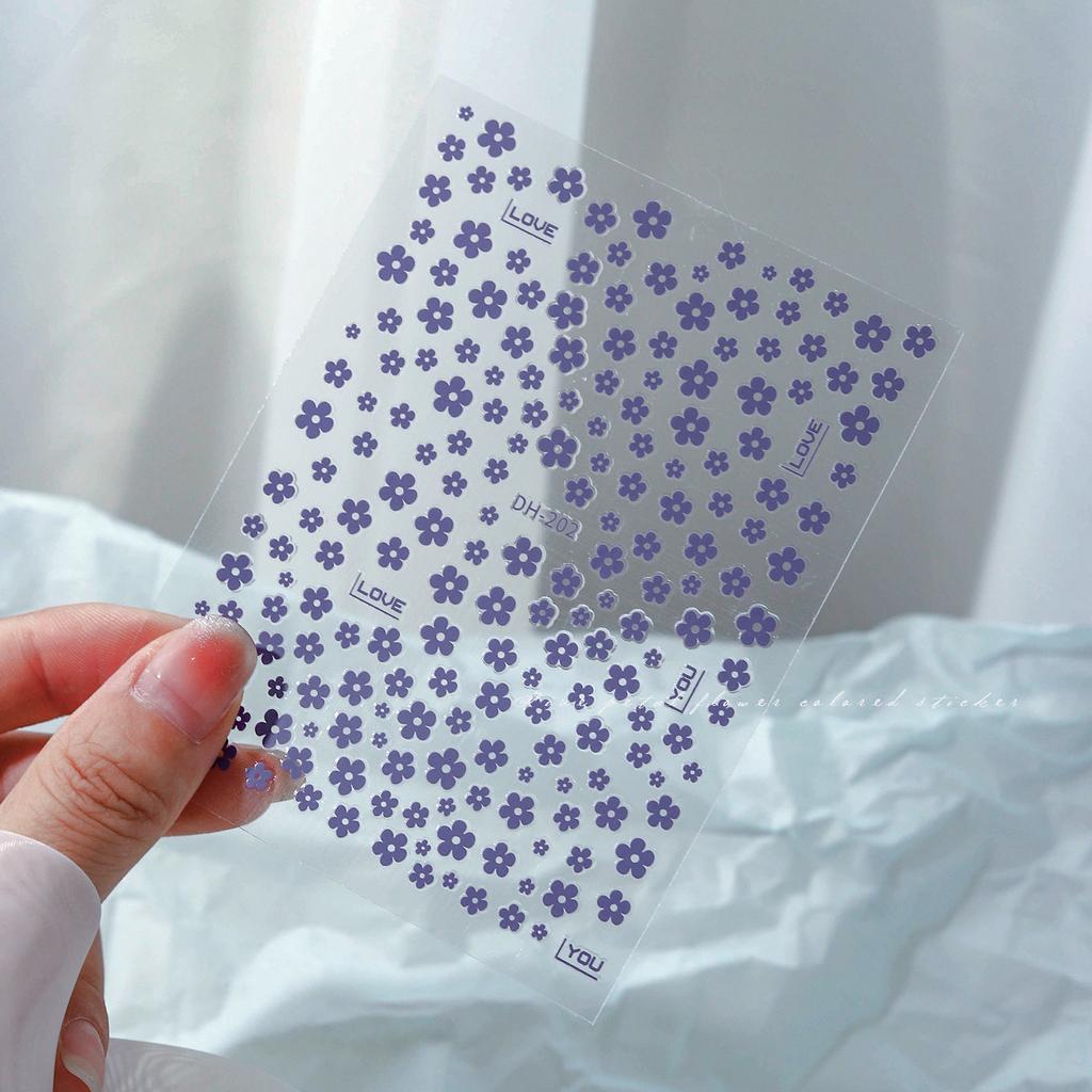 1PC 3D Summer Five Petals Florals Colorful Flowers Nail Stickers Floral Adhesive Sliders Nail Art Decoration For Manicure Decals