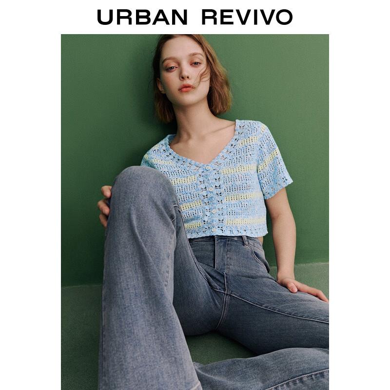 UR Women's Hollow Floral Short Sleeve Knit Cardigan