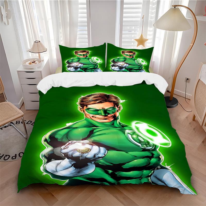 3pcs Green Lantern Ring Cover Set,Soft Comfortable Duvet Cover,Guest Room (1*Duvet Cover + 2*Pillowcases, Without Core) yy251024140