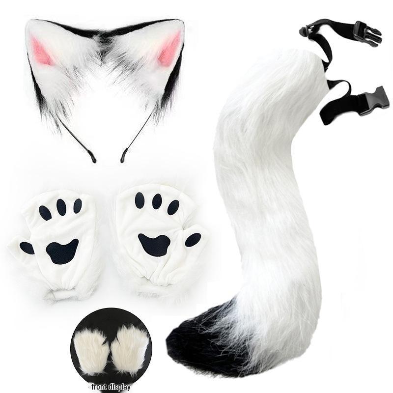 

Милые плюшевые перчатки без пальцев в виде кошачьих лап с когтями для косплея на Хэллоуин