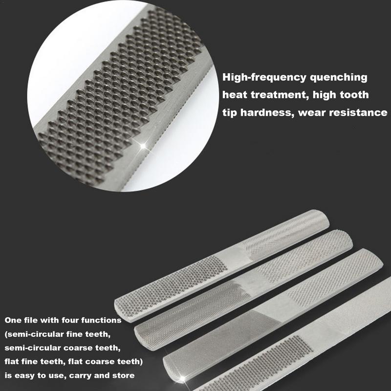 Woodworking File 4-in-1 Small Wood Files Multifunctional Ergonomic Handle Steel Fine Serrated Metal Working Files Wood Crafts