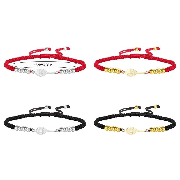 Gioiello Sportivo Minimalista in Acciaio Inossidabile con Intaglio Racchetta e Cordino Intrecciato Personalizzabile