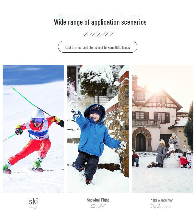 Colorful Winter Ski Gloves for Children (Ages 9-15) - Warm Outdoor Sports Gear